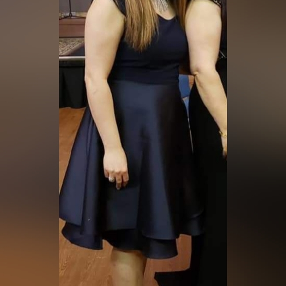 LE CHATEAU OFF THE SHOULDER DRESS NAVY COLOR Size Small - Picture 5 of 14